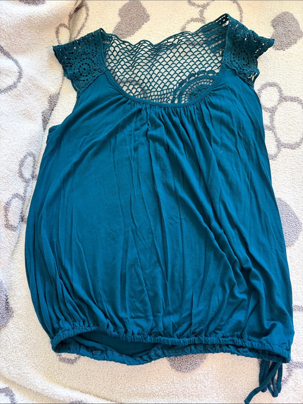 Forever 21 Teal Crochet-Back Tank Top